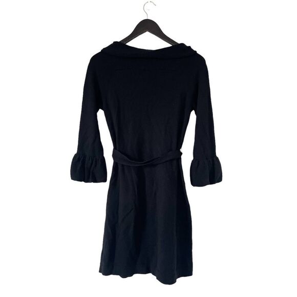 Anthropologie Girls From Savoy Black Cowl Bell Sleeve Front Pleats Sweater Dress - Picture 3 of 11